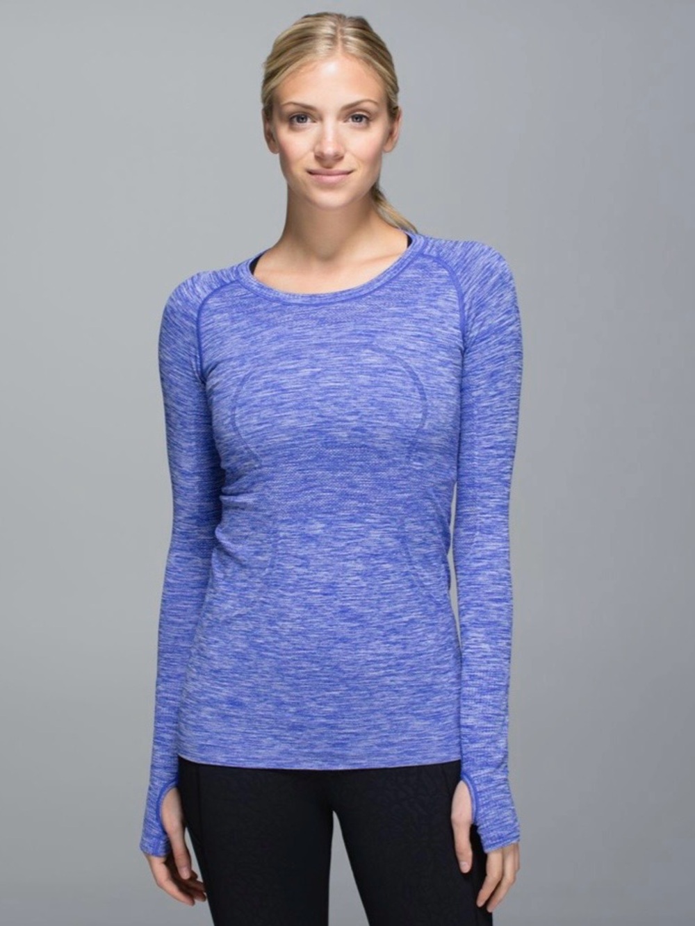 Lululemon Athletica: Swiftly Tech Long Sleeve Crew, Space Dye Heathered Blue
